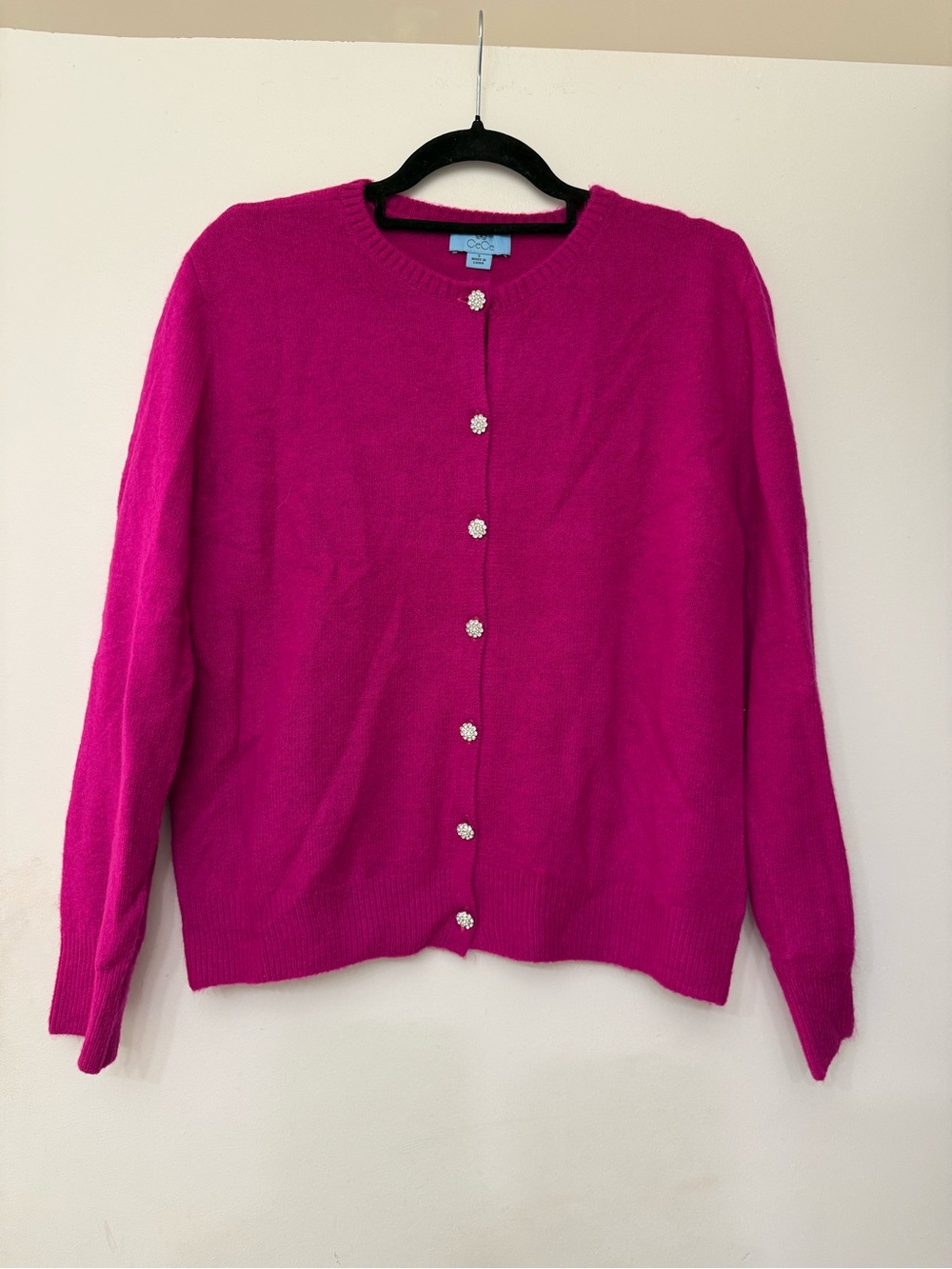 NWOT Cece Magenta Crewneck Cardigan - S